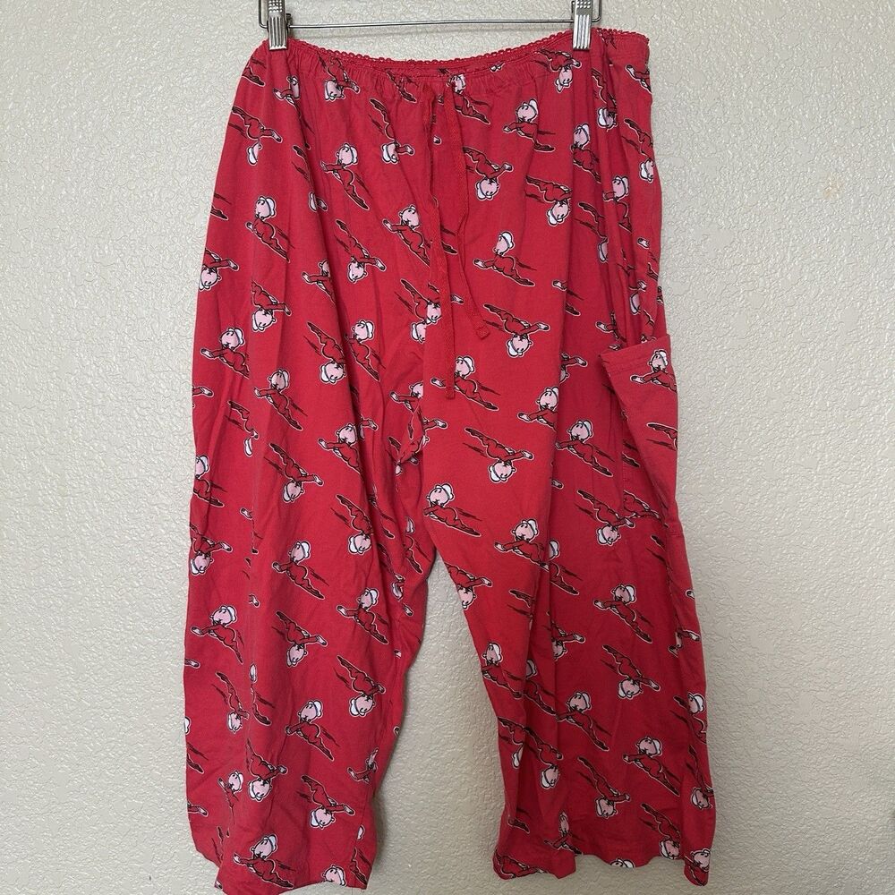 Women’s Plus Size Popeye Leggings Baby‎ Swee’ Pea 2XL Red Capri Drawstring Waist